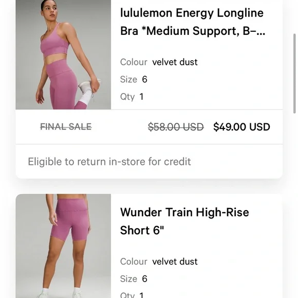 Lululemon Athletica Longline Energy Sports Bra in Velvet Dust - Picture 6 of 6